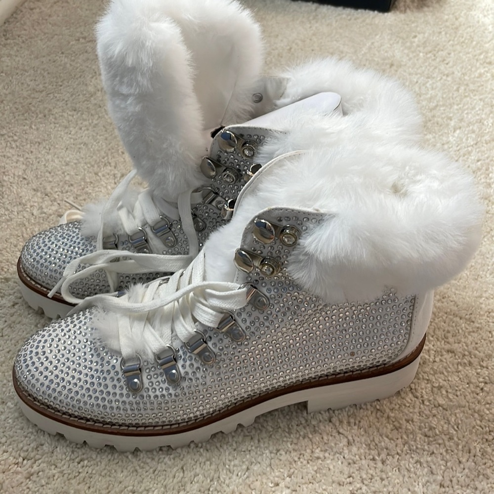 Stunning fur-lined high top sneakers